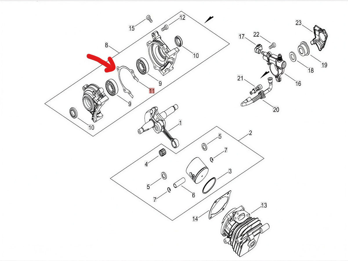 V102-000290 Crankcase Gasket Echo CS-2511 TES