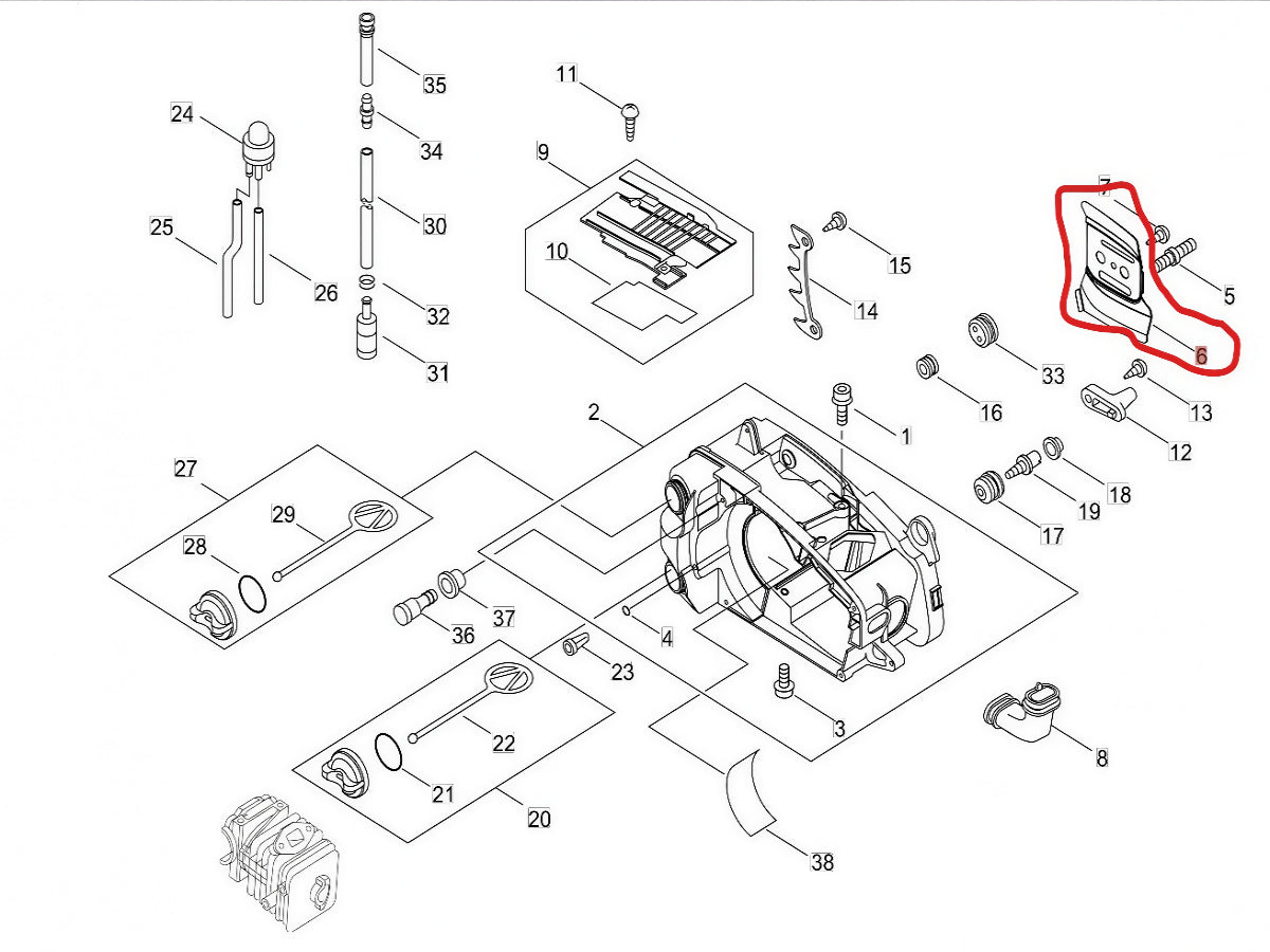 C305-000080 Echo CS-360, CS-361, CS-362 Side Plate Cover